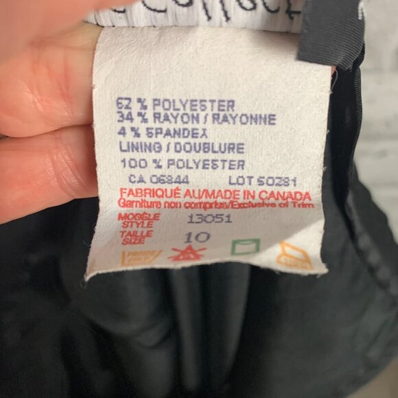 Vintage 90s Black Pinstripe Embroidered Flowers Knee Length A-Line Skirt - Picture 9 of 12